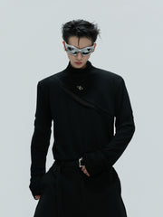 【25s Nov.】High-neck Deconstructed Base Layer High-elastic Metallic T-shirt