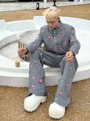 【25s Sep.】Striped Embroidery Short Jacket