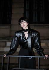 【26s Jan.】Minimal Leather Long-Sleeve Shirt Jacket