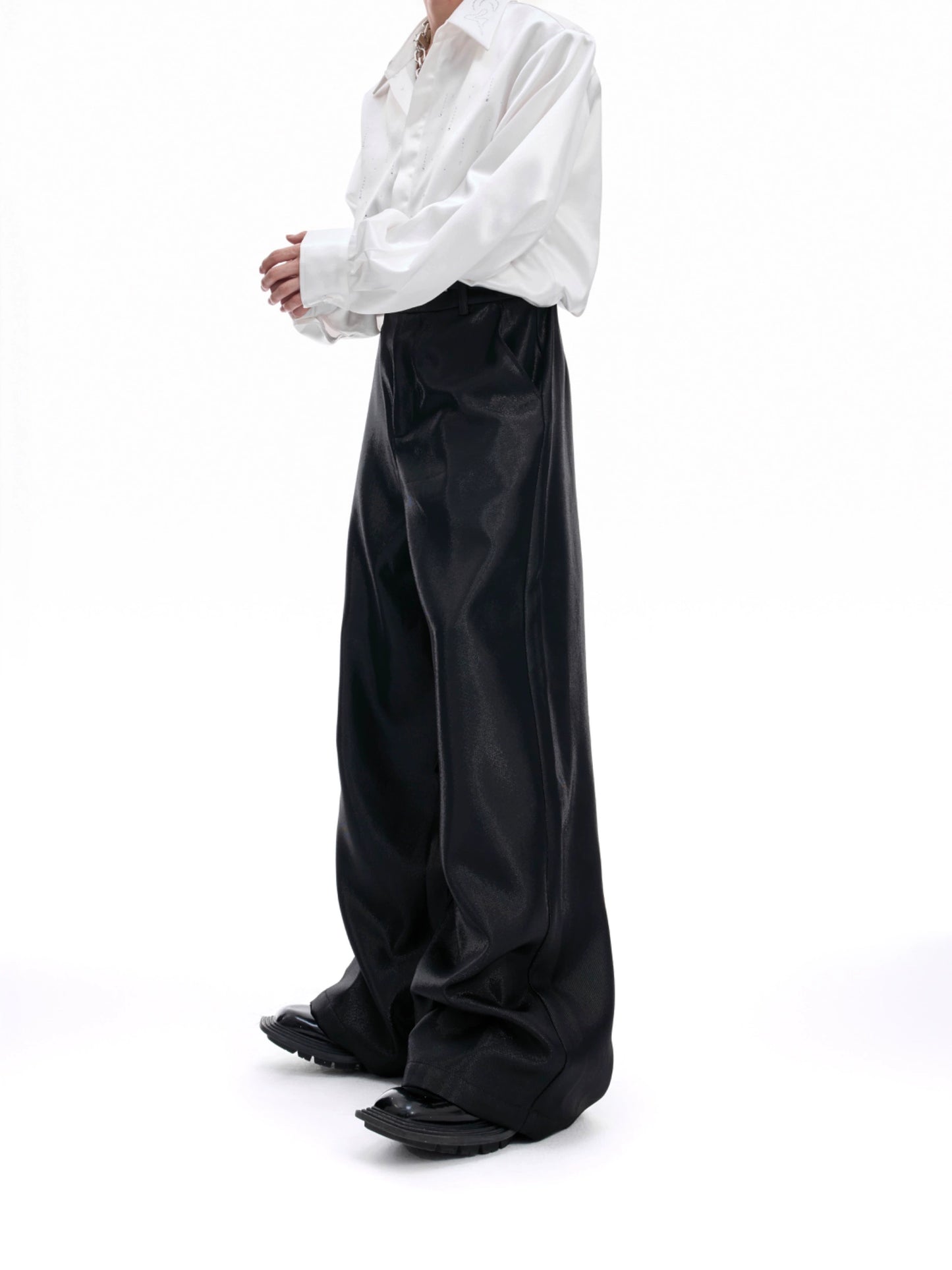 【25s Aug.】Liquid Glossy Flowy Straight-Leg Trousers