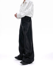 【25s Aug.】Liquid Glossy Flowy Straight-Leg Trousers