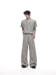 Vintage Stripe Cuban Collar Top / Pants