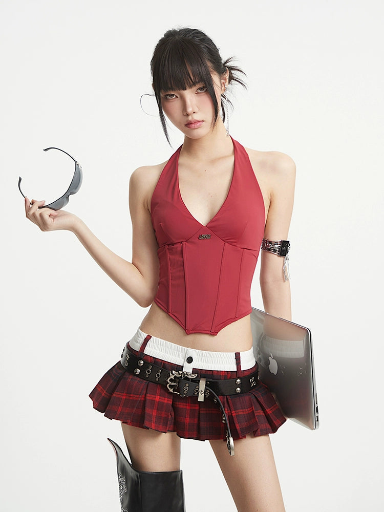 【25s Aug.】Plaid Vintage Puff Pleated Mini Skirt