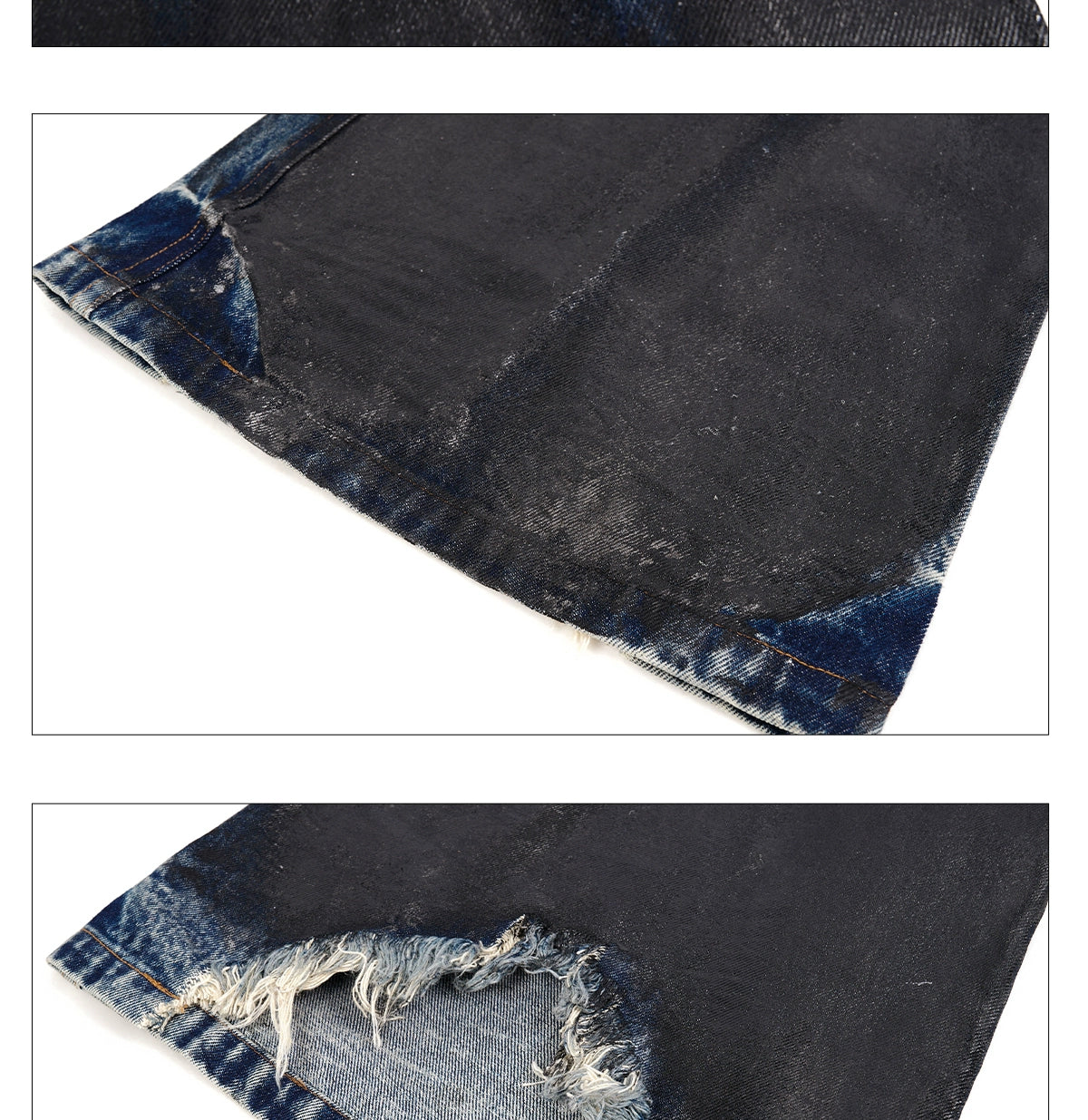 Heavy Waxed Flared Tassel Jeans