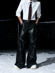 【26s Jan.】Textured Snakeskin Flared Leather Pants