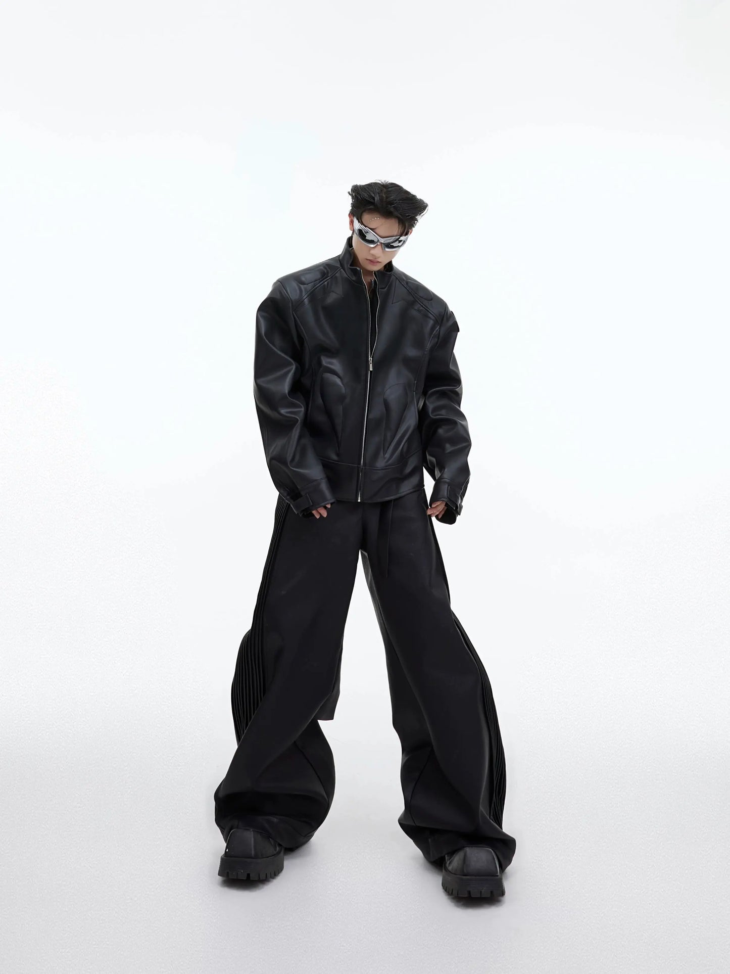 【23s September.】Metallic Logo 3D Deconstructed Leather Jacket ArtsKoreanMan
