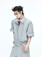 【26s May】Striped Layered Cardigan Tee Set