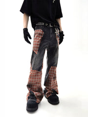 【25s Jul.】Plaid Panel Baggy Jeans