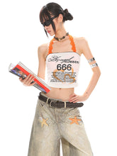 【25s Jul.】Vintage Irregular Number Print Tube Top