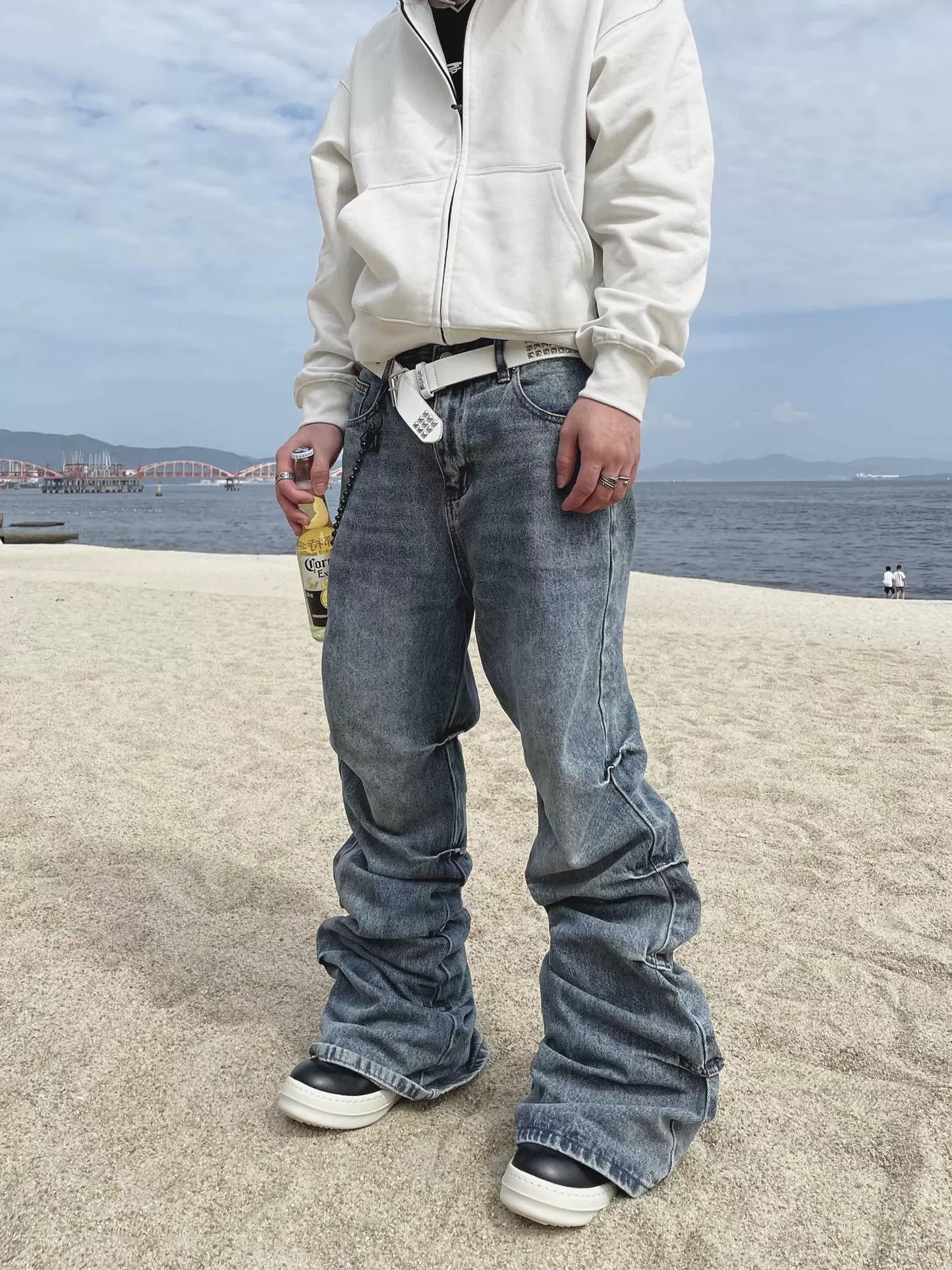 【25s May.】Vintage Wrinkled Flared Jeans
