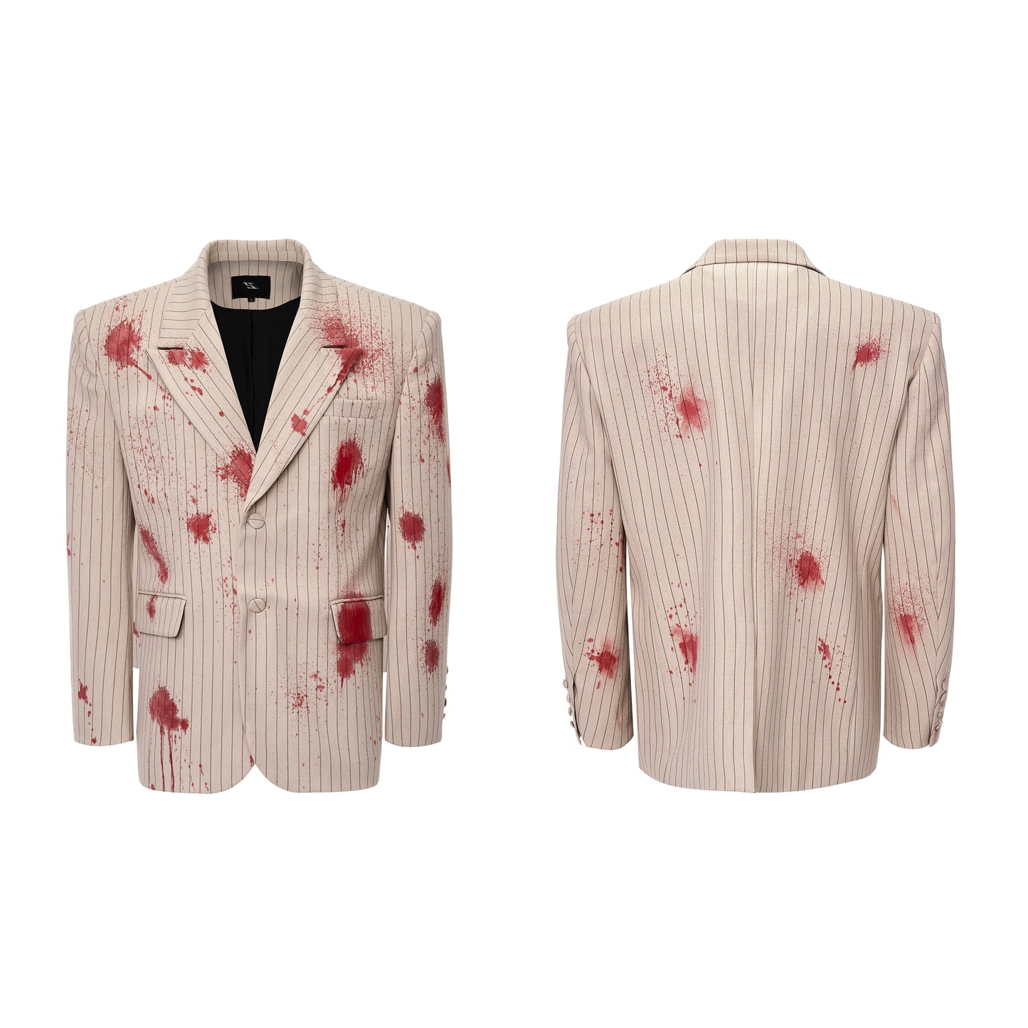 Elegant Bloodstained Vertical Striped Suit