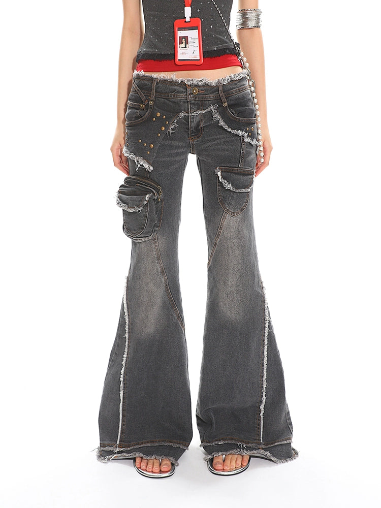 【25s Apr.】Washed Rivet Distressed Jeans