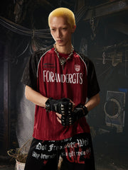 Red Black Contrast Jersey Tee