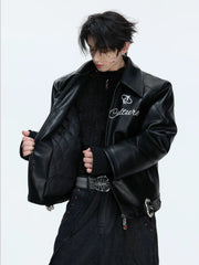 【26s Jan.】Vintage Badge Horse Logo Embroidered Leather Jacket