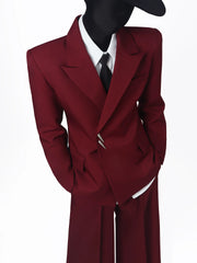 【26s May.】Burgundy Structured Shoulder Suit Set