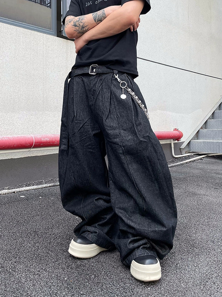 【25s Jun.】Distressed Drape Loose Scimitar Jeans
