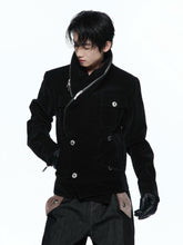Custom Suede Crocodile Texture Slim Asymmetric Zip Jacket