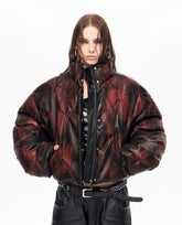 【25s Nov.】Spray-painted Pleated PU Leather Cotton Coat