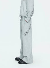 【26s May】Embroidered Music Note Structured Hoodie Set