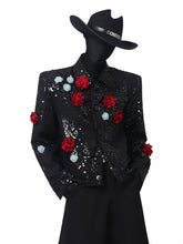 【26s Apr.】Sequin Floral Embellished Cropped Jacket