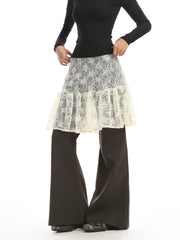 【25s Dec.】Lace Skirt with Casual Pants