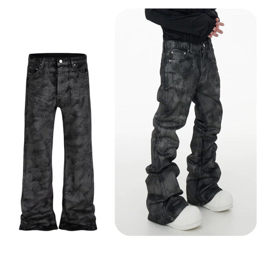 【25s Aug.】Vintage Coated Waxed Flared Jeans