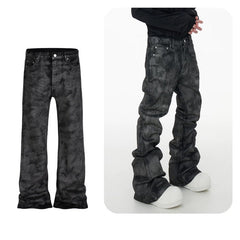 【25s Aug.】Vintage Coated Waxed Flared Jeans