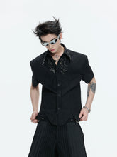 Structured Stand Collar Asymmetric Shirt