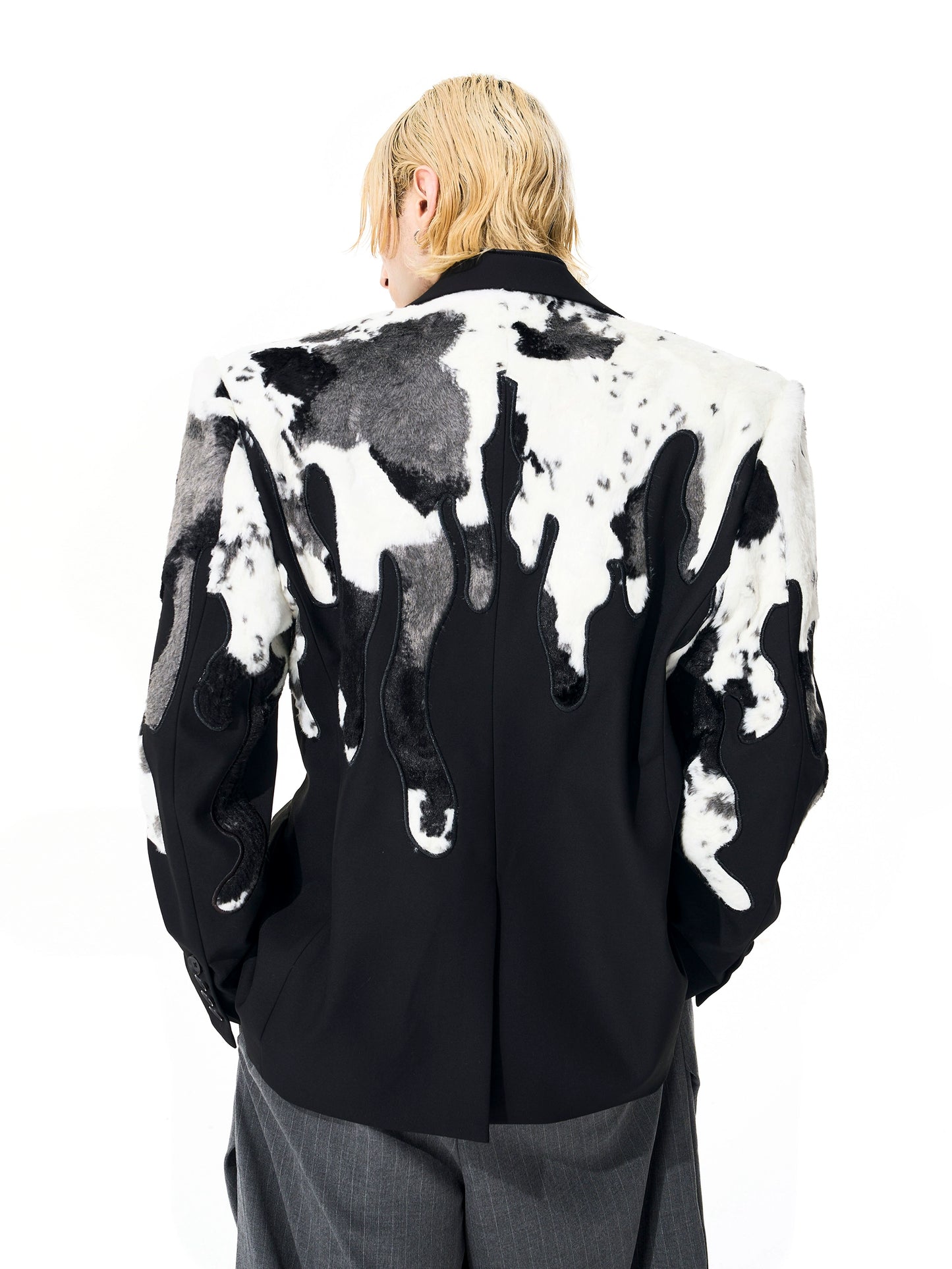 Cow-print Fur Blazer
