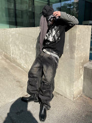 【25s Mar.】Character Print Rock Mock Two Piece Stripe Stitching Top