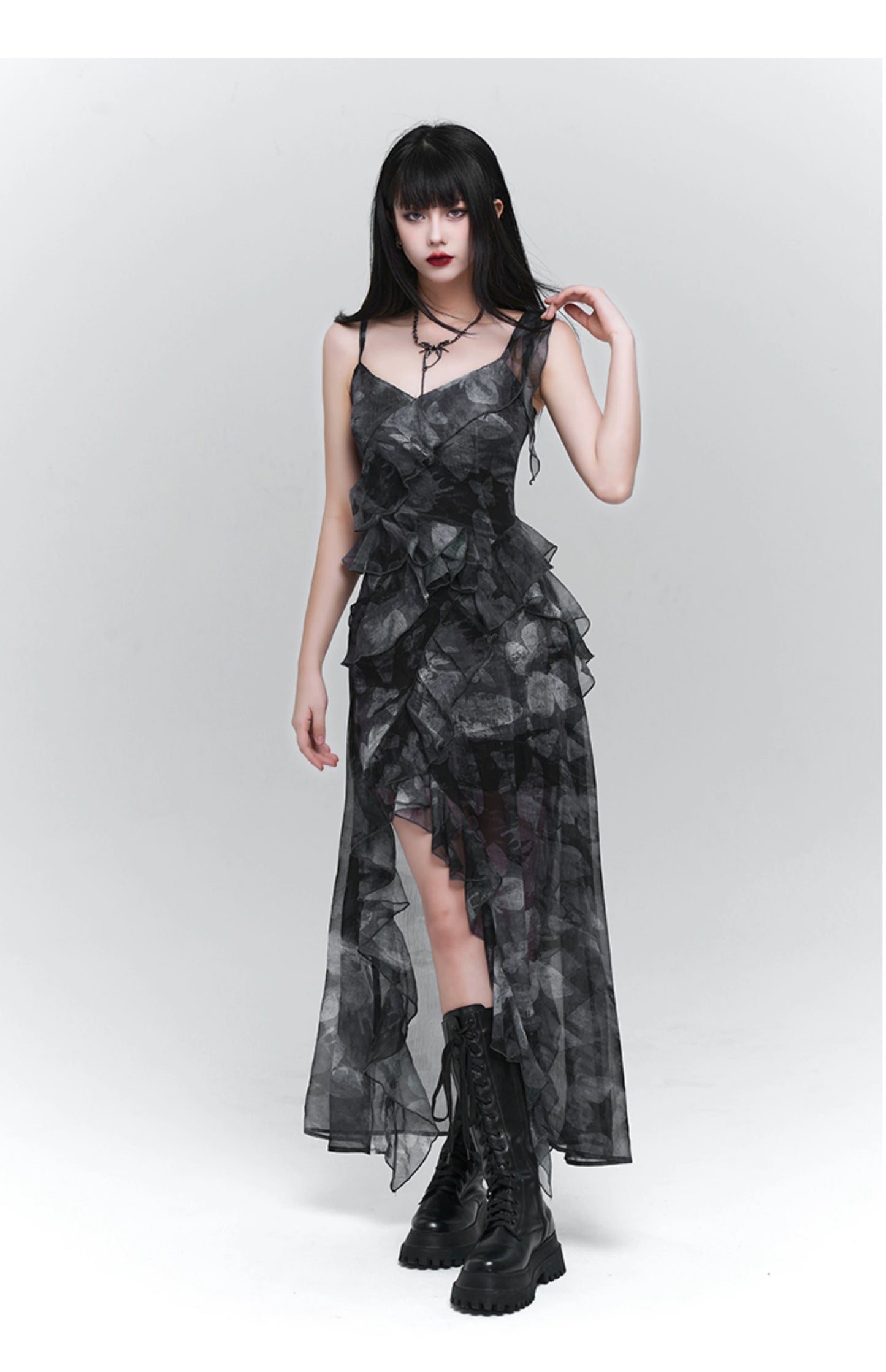 【25s Jul.】Asymmetrical Hem Spaghetti Strap Dress