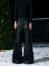 【26s Jan.】Deconstructed Fur Patchwork Flared Leather Pants