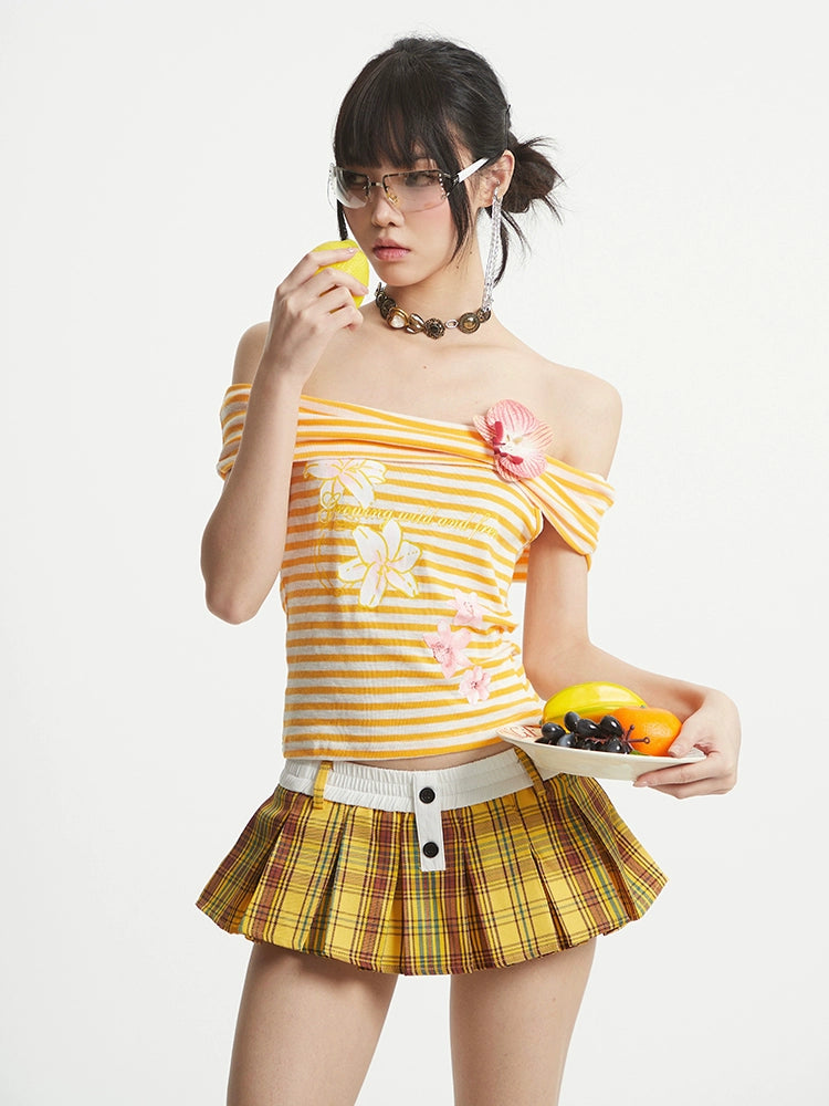 【25s Aug.】Plaid Vintage Puff Pleated Mini Skirt