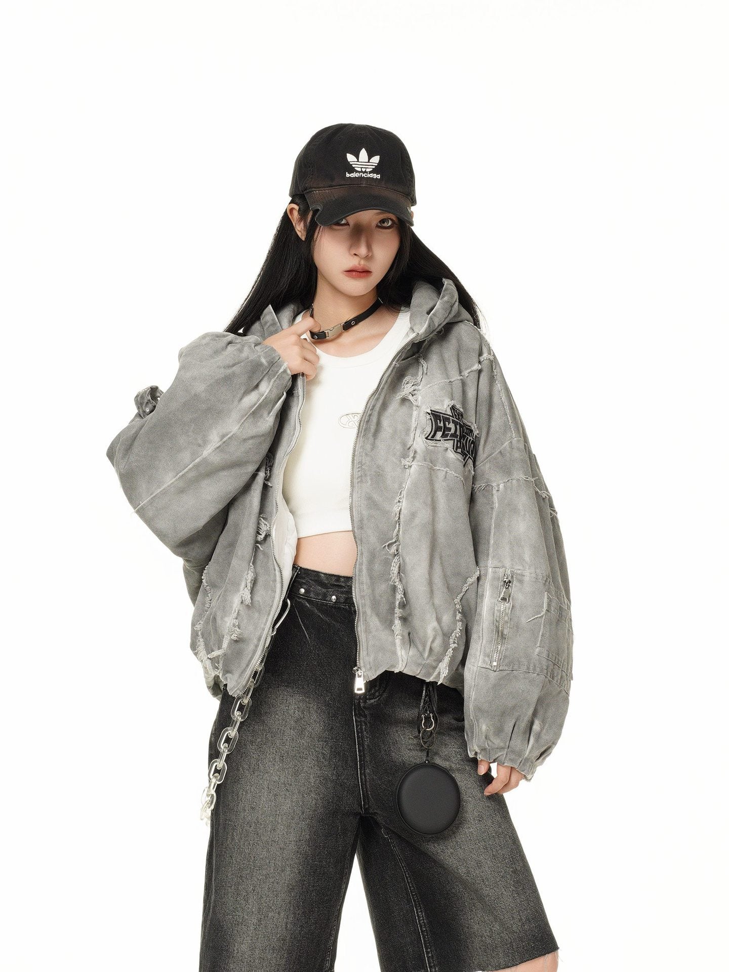 【25s Jul.】Mottled Distressed Striped Cotton Coat