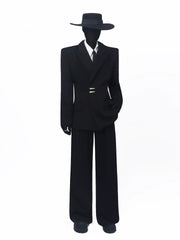 【26s May.】Burgundy Structured Shoulder Suit Set