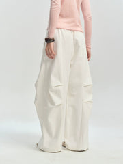 Pleated Wide-Leg Parachute Pants