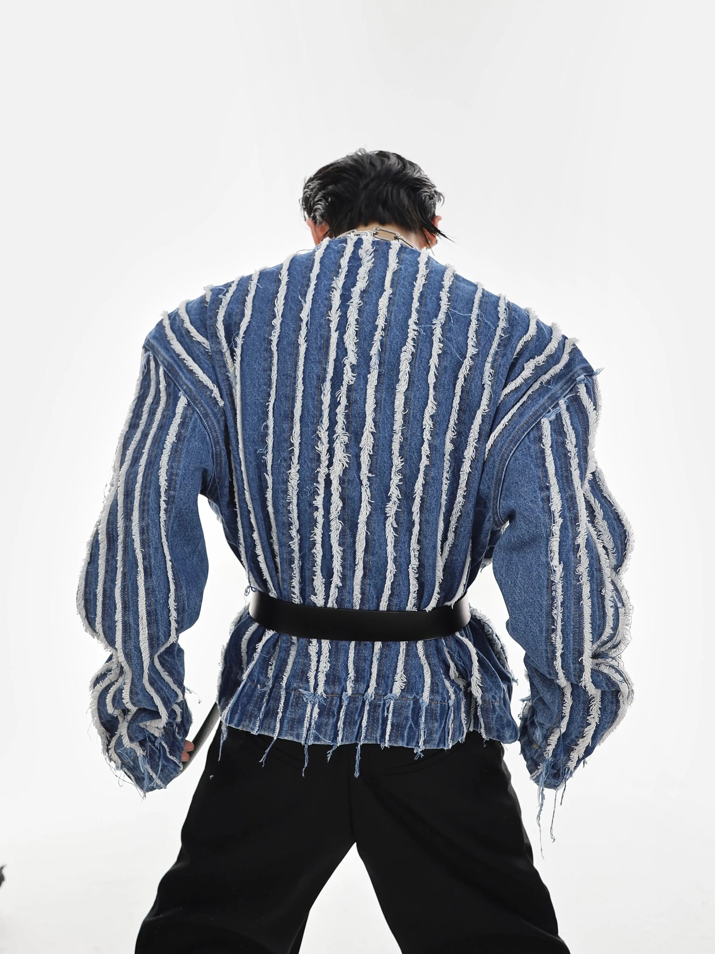 【23s Jun.】Fringed Shoulder Padded Denim Jacket ArtsKoreanMan