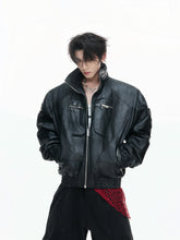 【26s Feb.】Waxed Deconstructed Multi-Zip Stand Collar Leather Jacket