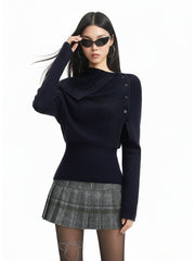 【25s Dec.】High-neck Knit Long-sleeved Base Layer/ Pleated Skirt