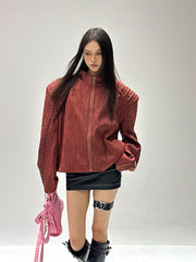 【25s Sep.】Studded Armor Oversized Stand Collar Jacket