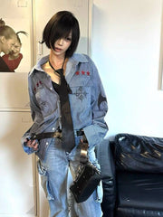 【25s Aug.】Washed Blue Stripe Oversized Casual Shirt