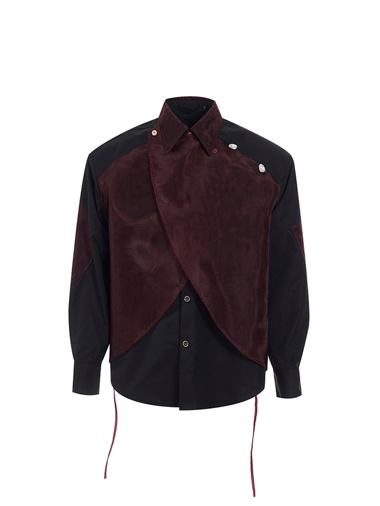 【25s Apr.】Mesh Stitching Shoulder Pad Long Sleeve Shirt