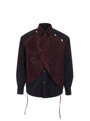 【25s Apr.】Mesh Stitching Shoulder Pad Long Sleeve Shirt