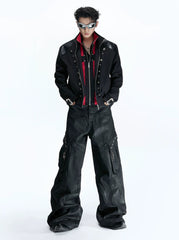 Black Red Cross Patchwork Jacket