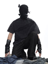 【25s Jul.】Cut-Out Spliced Washed Round Neck Short Sleeve T-Shirt