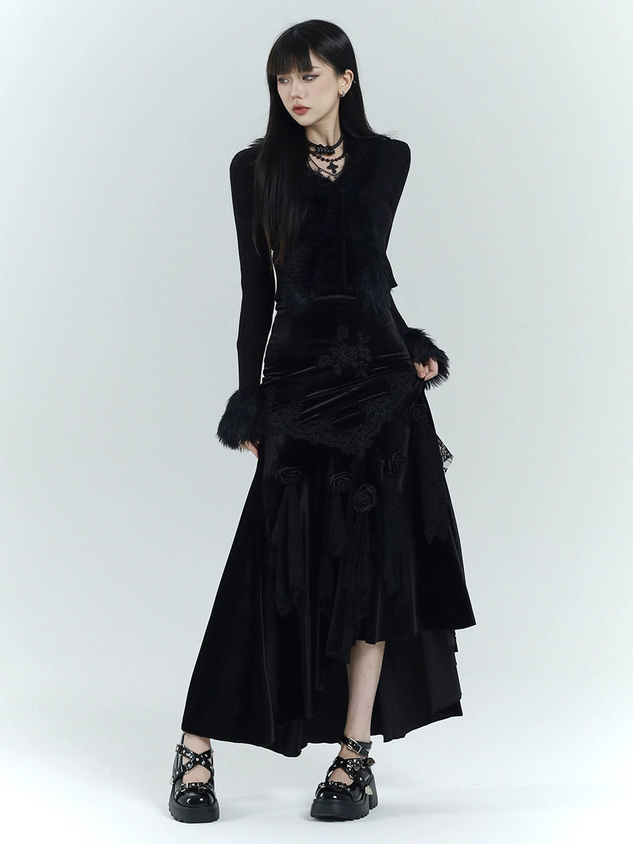 【25s Jul.】Gothic Velvet Fishtail Skirt