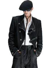 Asymmetric Stand Collar Cropped Jacket
