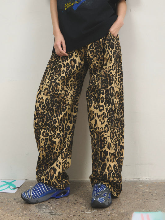 【25s Jul.】Rhinestone Leopard Blade-Cut Cargo Pants