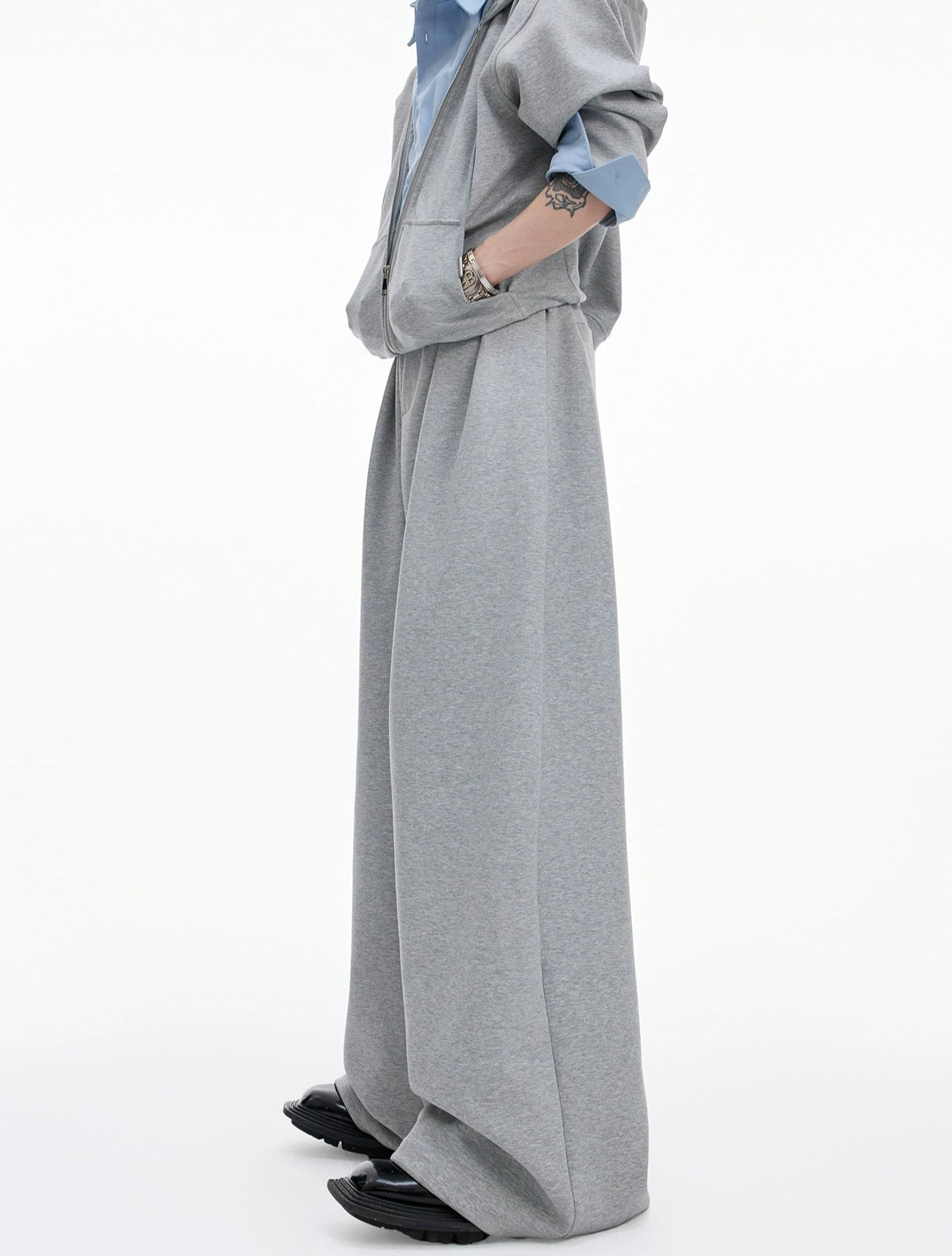 【25s Aug.】Fake Two-piece Shirt Stitching Hooded Sweatshirt/Pants