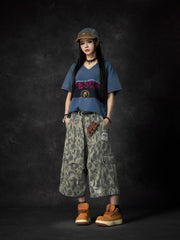 【25s Jun.】Leopard Print Ripped Pocket Cropped Pants